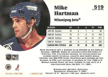 1991-92 Pro Set #519 Mike Hartman Back