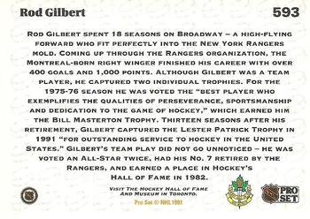 1991-92 Pro Set #593 Rod Gilbert Back