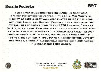 1991-92 Pro Set #597 Bernie Federko Back