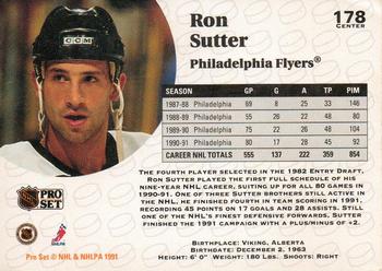 1991-92 Pro Set #178 Ron Sutter Back