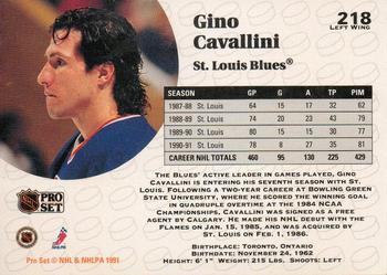 1991-92 Pro Set #218 Gino Cavallini Back