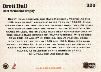 1991-92 Pro Set #320 Brett Hull Back