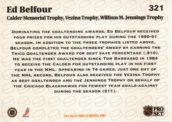 1991-92 Pro Set #321 Ed Belfour Back