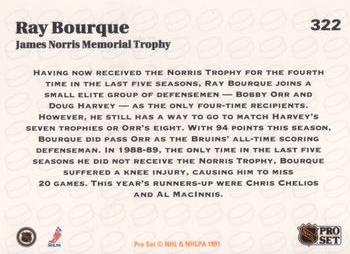 1991-92 Pro Set #322 Ray Bourque Back