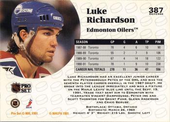 1991-92 Pro Set #387 Luke Richardson Back