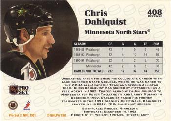 1991-92 Pro Set #408 Chris Dahlquist Back