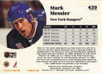 1991-92 Pro Set #439 Mark Messier Back
