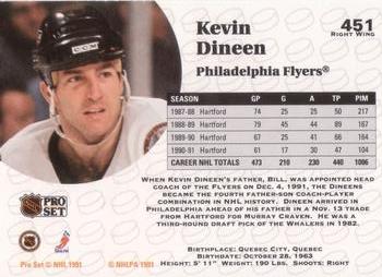 1991-92 Pro Set #451 Kevin Dineen Back