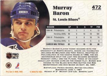 1991-92 Pro Set #472 Murray Baron Back