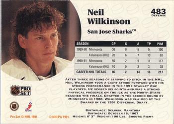 1991-92 Pro Set #483 Neil Wilkinson Back
