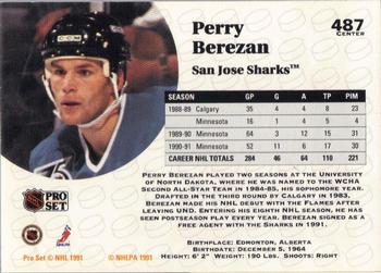 1991-92 Pro Set #487 Perry Berezan Back