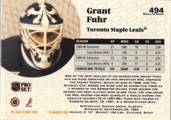 1991-92 Pro Set #494 Grant Fuhr Back