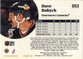 1991-92 Pro Set #503 Dave Babych Back