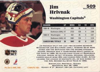 1991-92 Pro Set #509 Jim Hrivnak Back
