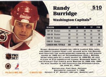 1991-92 Pro Set #510 Randy Burridge Back