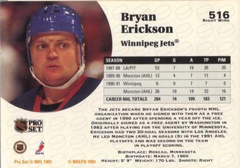 1991-92 Pro Set #516 Bryan Erickson Back