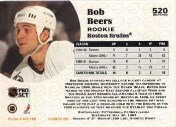 1991-92 Pro Set #520 Bob Beers Back