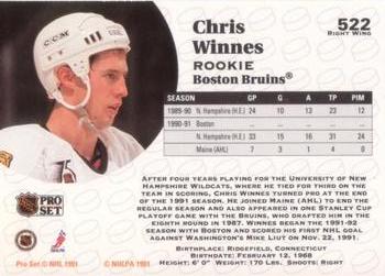 1991-92 Pro Set #522 Chris Winnes Back