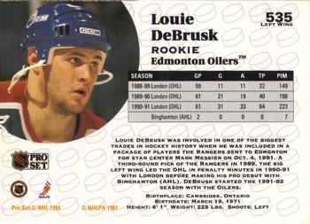 1991-92 Pro Set #535 Louie DeBrusk Back