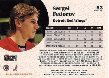 1991-92 Pro Set #53 Sergei Fedorov Back