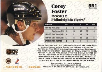 1991-92 Pro Set #551 Corey Foster Back