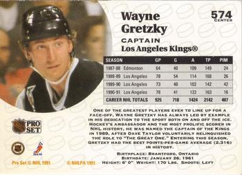 1991-92 Pro Set #574 Wayne Gretzky Back
