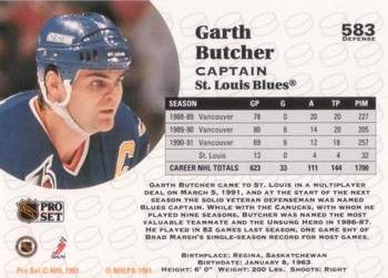 1991-92 Pro Set #583 Garth Butcher Back