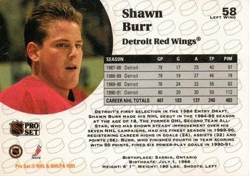 1991-92 Pro Set #58 Shawn Burr Back