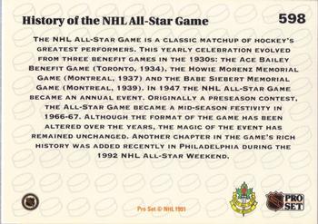 1991-92 Pro Set #598 History of the NHL All-Star Back