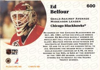 1991-92 Pro Set #600 Ed Belfour Back