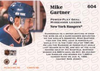 1991-92 Pro Set #604 Mike Gartner Back