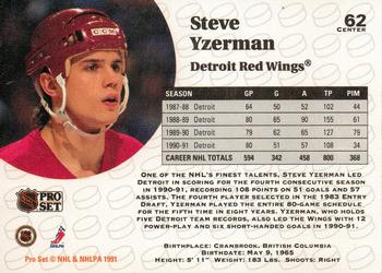 1991-92 Pro Set #62 Steve Yzerman Back