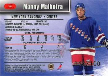 1998-99 Bowman's Best - Atomic Refractors #106 Manny Malhotra Back