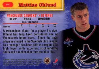 1998-99 Bowman's Best - Best Performers #BP5 Mattias Ohlund Back