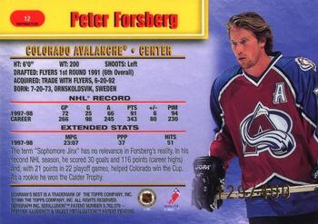 1998-99 Bowman's Best - Refractors #12 Peter Forsberg Back