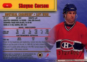 1998-99 Bowman's Best - Refractors #98 Shayne Corson Back