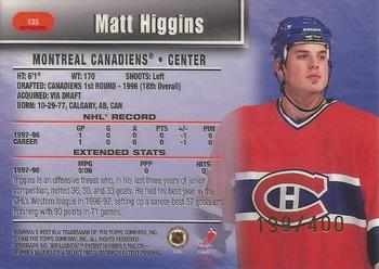 1998-99 Bowman's Best - Refractors #135 Matt Higgins Back
