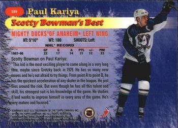 1998-99 Bowman's Best - Scotty Bowman's Best #SB9 Paul Kariya Back