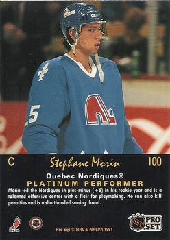 1991-92 Pro Set Platinum #100 Stephane Morin Back