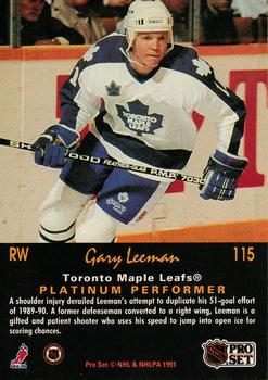 1991-92 Pro Set Platinum #115 Gary Leeman Back