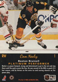 1991-92 Pro Set Platinum #1 Cam Neely Back