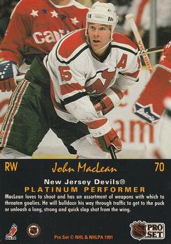 1991-92 Pro Set Platinum #70 John MacLean Back
