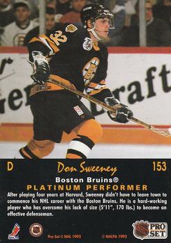 1991-92 Pro Set Platinum #153 Don Sweeney Back