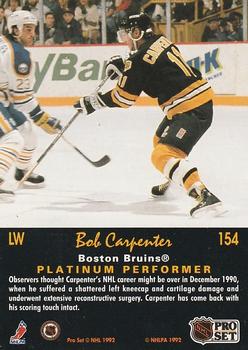 1991-92 Pro Set Platinum #154 Bob Carpenter Back