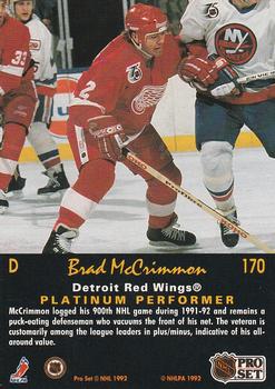 1991-92 Pro Set Platinum #170 Brad McCrimmon Back