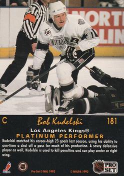 1991-92 Pro Set Platinum #181 Bob Kudelski Back