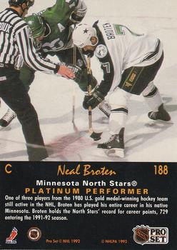 1991-92 Pro Set Platinum #188 Neal Broten Back