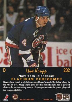 1991-92 Pro Set Platinum #202 Uwe Krupp Back