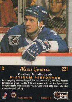 1991-92 Pro Set Platinum #221 Alexei Gusarov Back