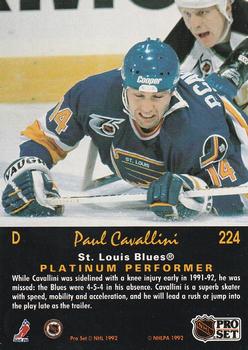 1991-92 Pro Set Platinum #224 Paul Cavallini Back